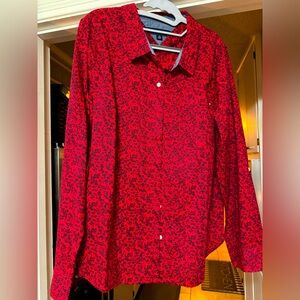 Red Button down collared shirt